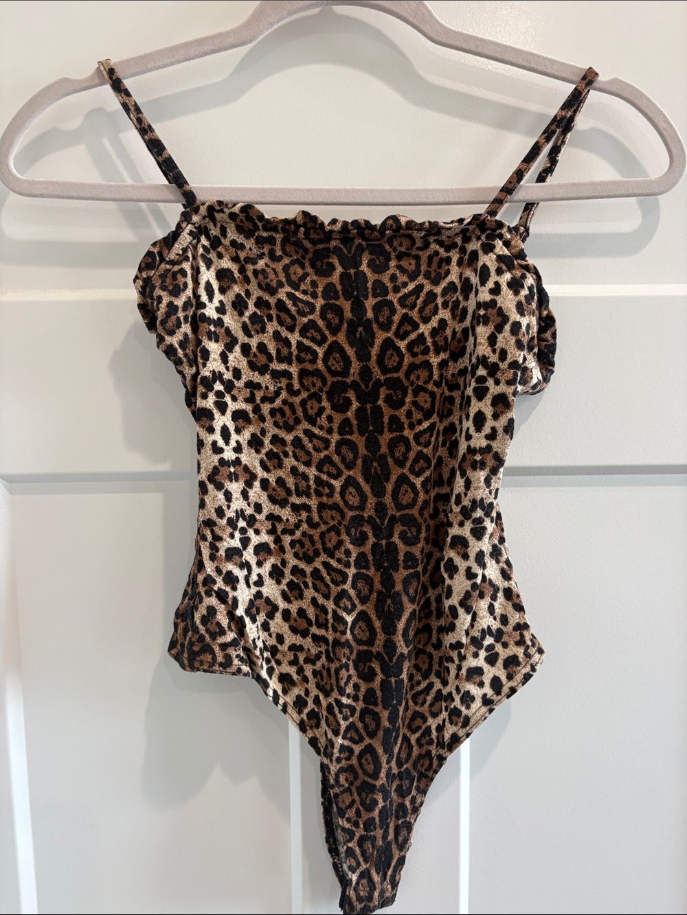 Kittenish Leopard Print Satin Bodysuit - Brown, Black